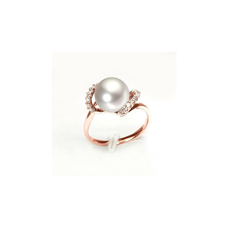 Anello Byzance - Oro Rosa 18kt, Diamanti e Perla d'Acqua Dolce - 2