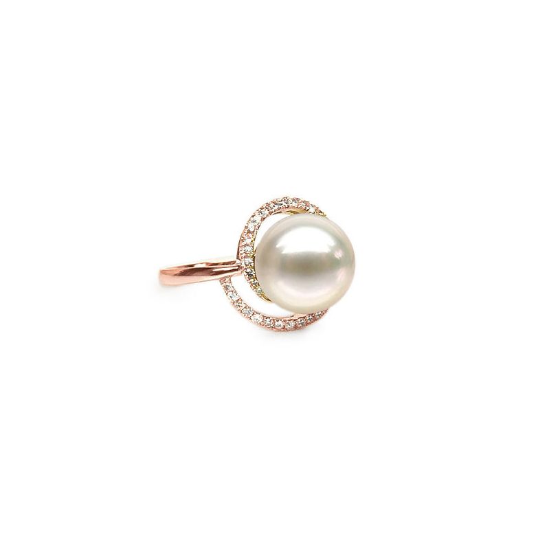 Anello Encerclement - Oro Rosa, Perla d'Acqua Dolce - 1
