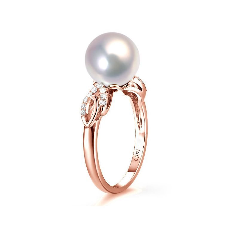Anello Couple Danseur - Oro Rosa 18kt, Diamanti e Perla d'Acqua Dolce - 3