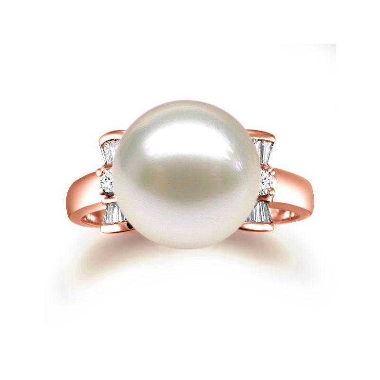 Anello Nodo Farfalla - Oro Rosa, Perla d'Acqua Dolce Bianca - 2