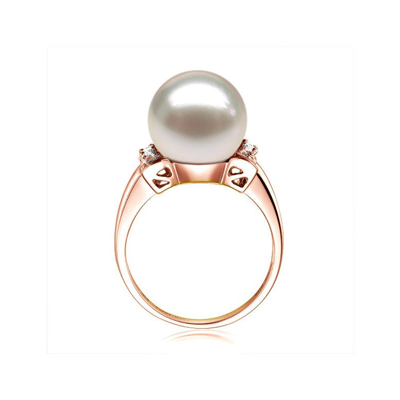 Anello Nodo Farfalla - Oro Rosa, Perla d'Acqua Dolce Bianca - 3