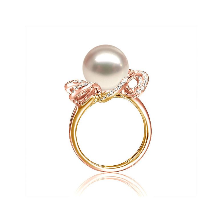 Anello Fleur Perlée - Oro Rosa, Perla d'Acqua Dolce Bianca - 3