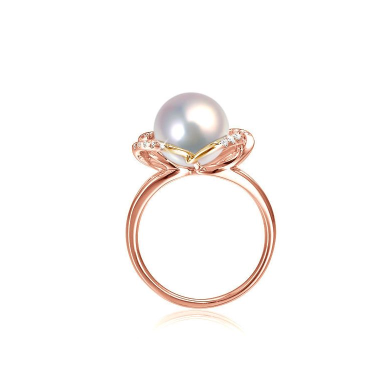 Anello Monde Floral - Oro Rosa, Perla d'Acqua Dolce - 3