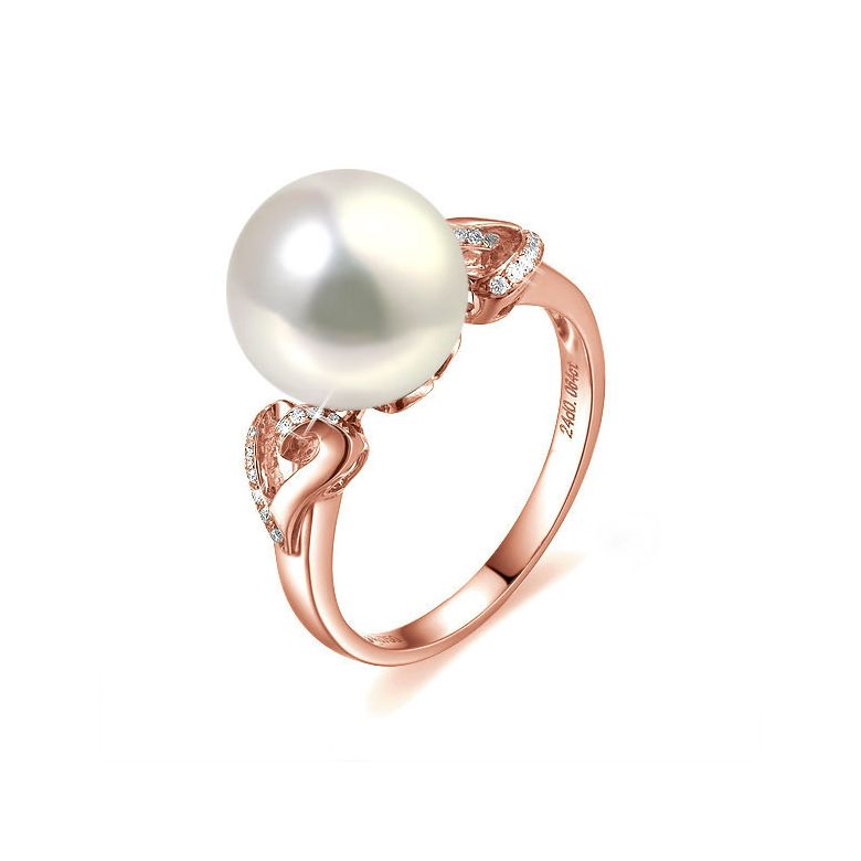 Anello Coeur de Perle - Oro Rosa, Perla d'Acqua Dolce Bianca - 1