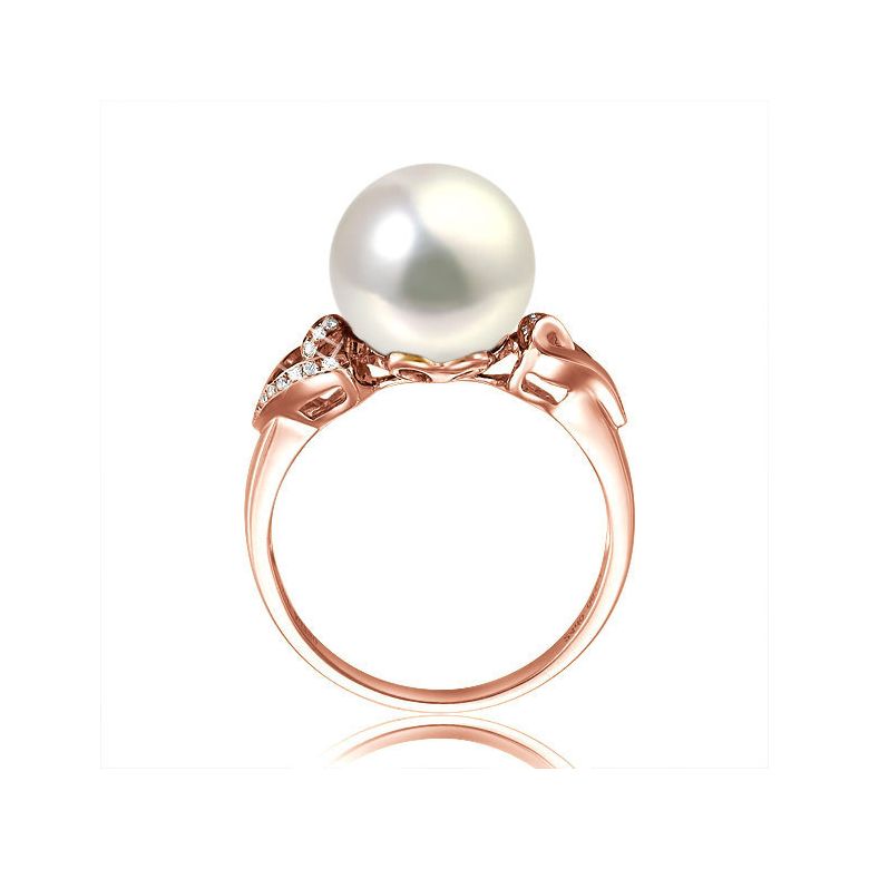 Anello Coeur de Perle - Oro Rosa, Perla d'Acqua Dolce Bianca - 2