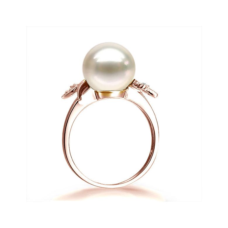 Anello Feuilles Étincelantes - Oro Rosa 18kt, Diamanti e Perla d'Acqua Dolce - 3