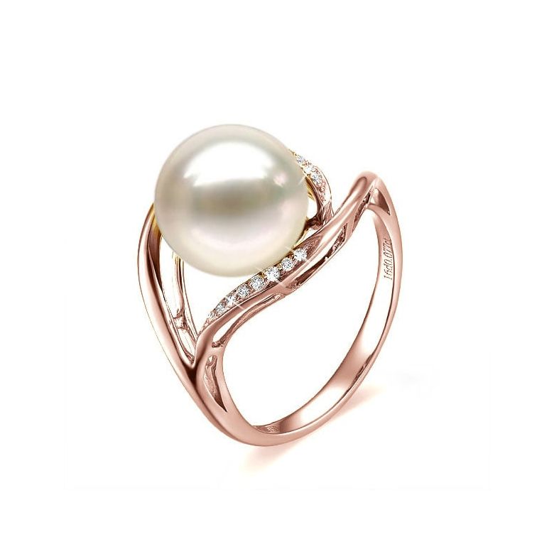Anello Antalya - Oro Rosa, Perla d'Acqua Dolce Bianca - 1