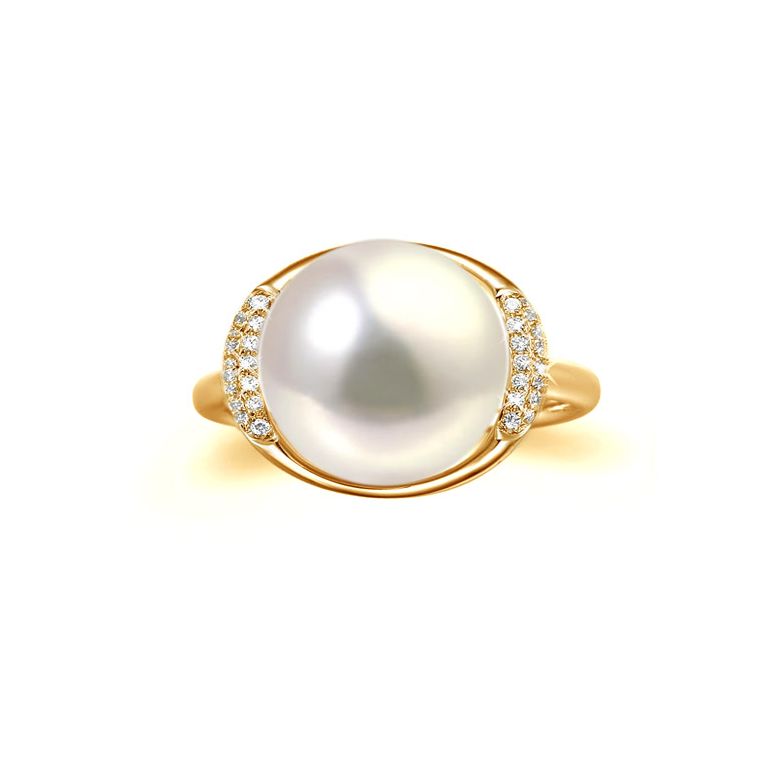 Anello Circulaire - Oro Giallo, Perla d'Acqua Dolce Bianca - 3