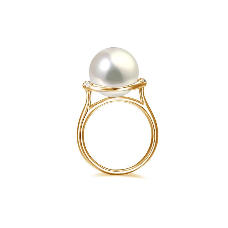 Anello Circulaire - Oro Giallo, Perla d'Acqua Dolce Bianca - 4