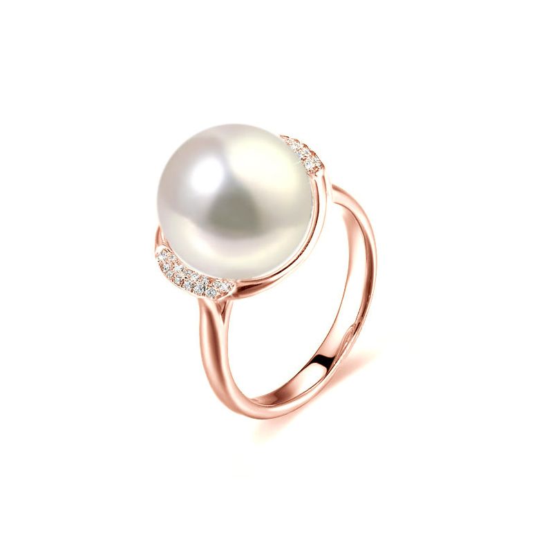Anello Circulaire - Oro Rosa, Perla d'Acqua Dolce Bianca - 1