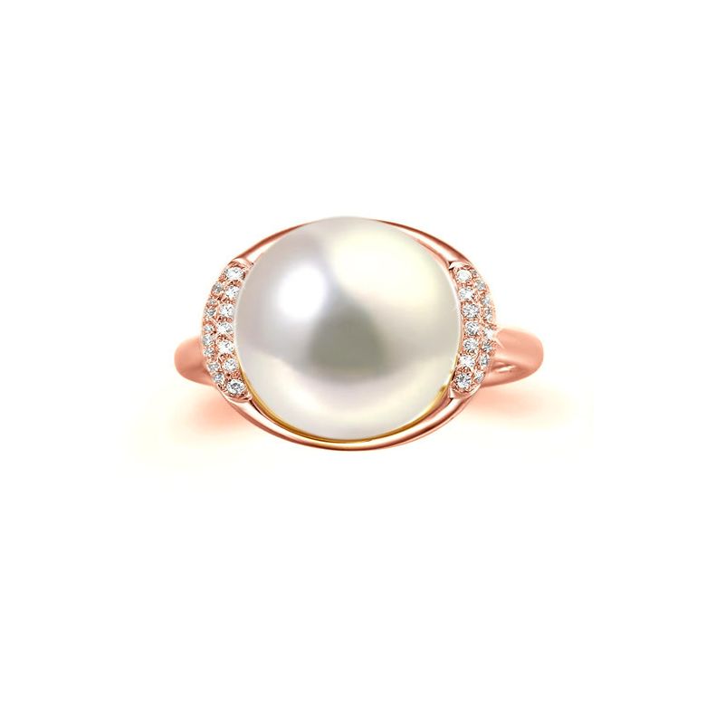 Anello Circulaire - Oro Rosa, Perla d'Acqua Dolce Bianca - 3