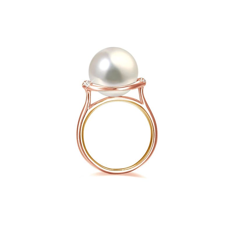 Anello Circulaire - Oro Rosa, Perla d'Acqua Dolce Bianca - 4