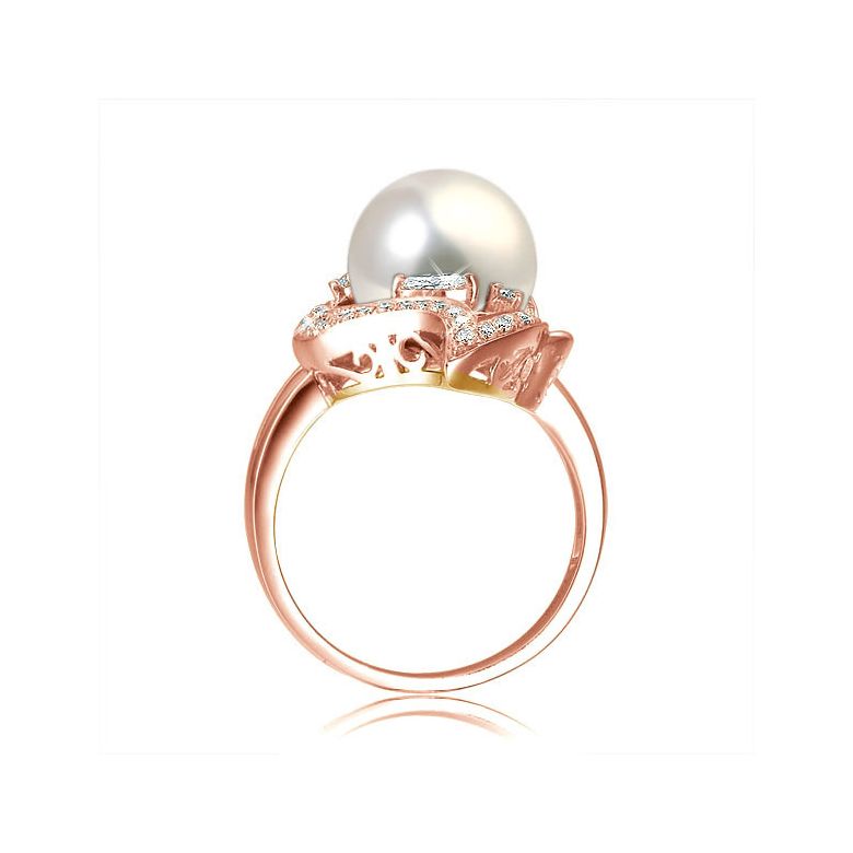 Anello Végétale - Oro Rosa, Perla d'Acqua Dolce Bianca - 3