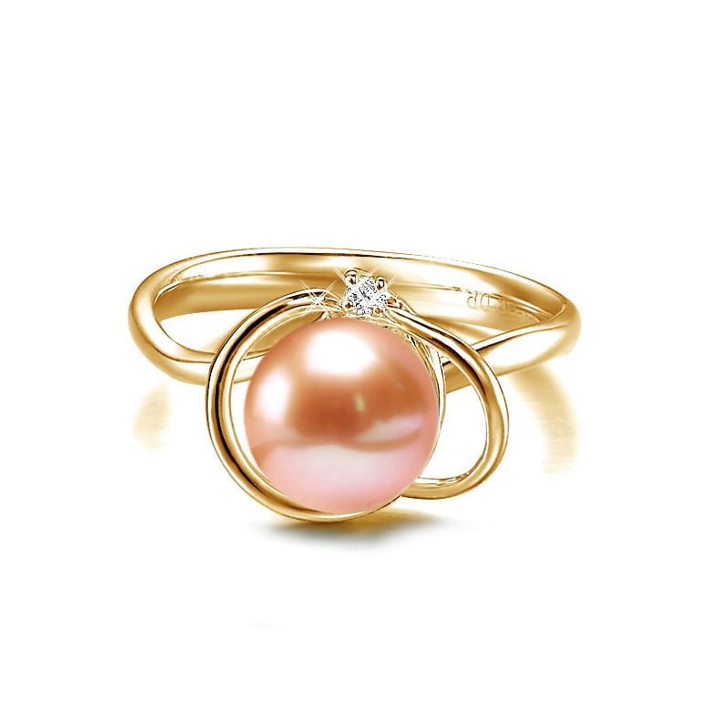 Anello Résurrection - Oro Giallo 18kt, Diamante e Perla d'Acqua Dolce - 8