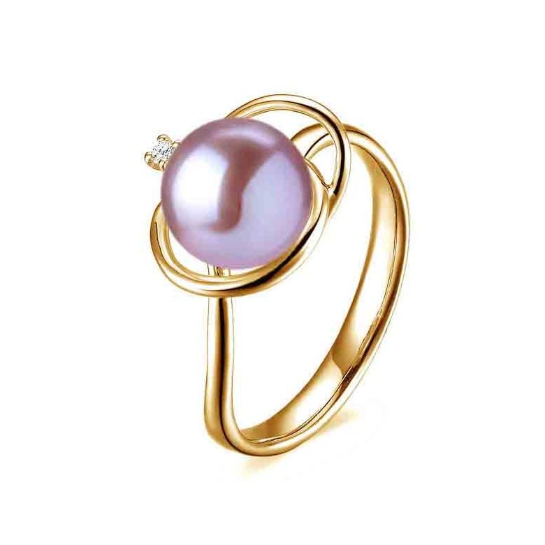 Anello Résurrection - Oro Giallo 18kt, Diamante e Perla d'Acqua Dolce - 10