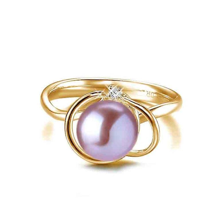 Anello Résurrection - Oro Giallo 18kt, Diamante e Perla d'Acqua Dolce - 11