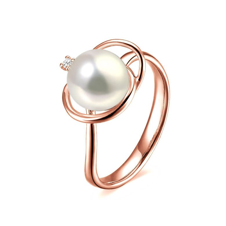 Anello Résurrection - Oro Rosa 18kt, Diamante e Perla d'Acqua Dolce - 1