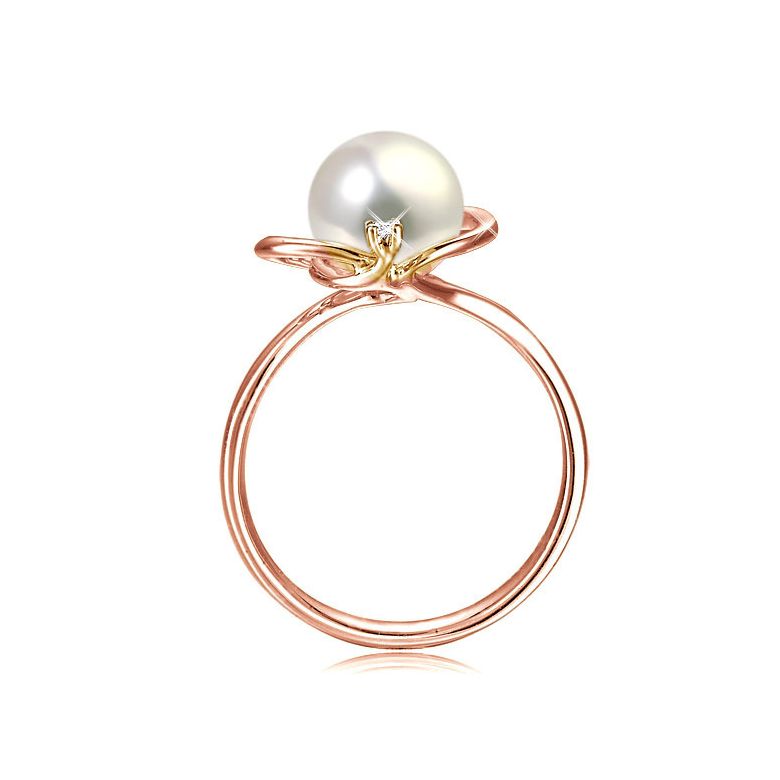 Anello Résurrection - Oro Rosa 18kt, Diamante e Perla d'Acqua Dolce - 3