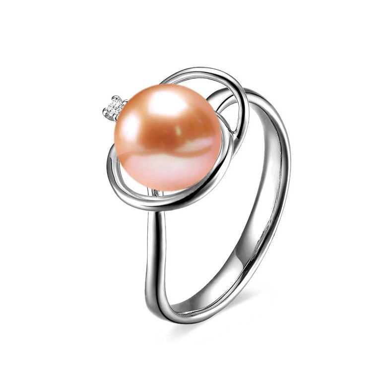 Anello Résurrection - Oro Bianco 18kt, Diamante e Perla d'Acqua Dolce - 4