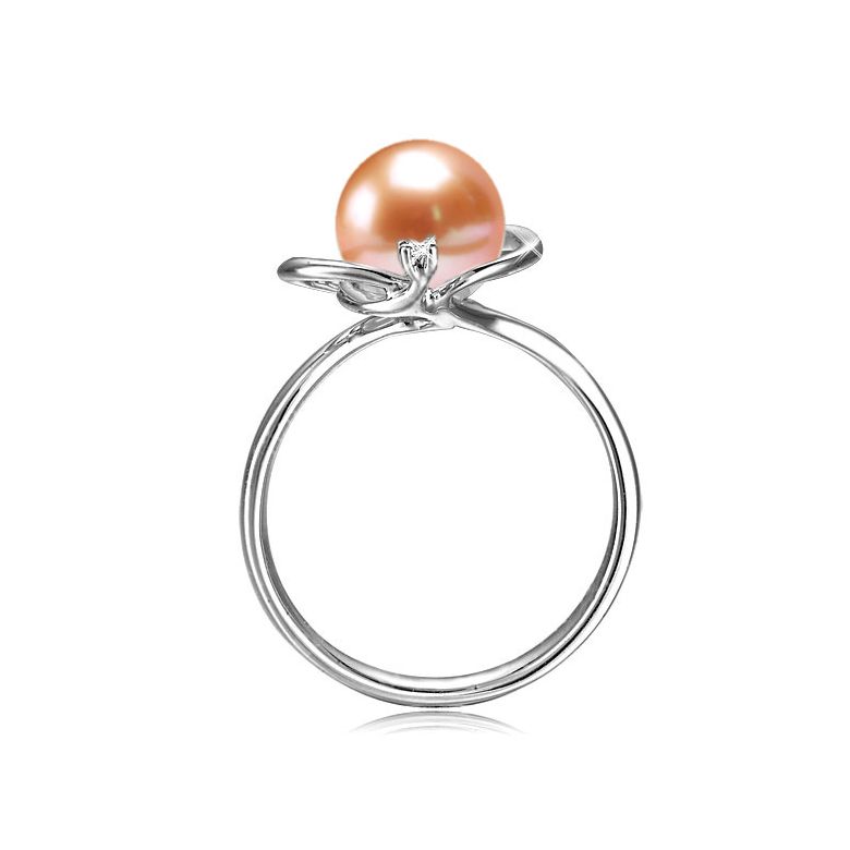Anello Résurrection - Oro Bianco 18kt, Diamante e Perla d'Acqua Dolce - 6