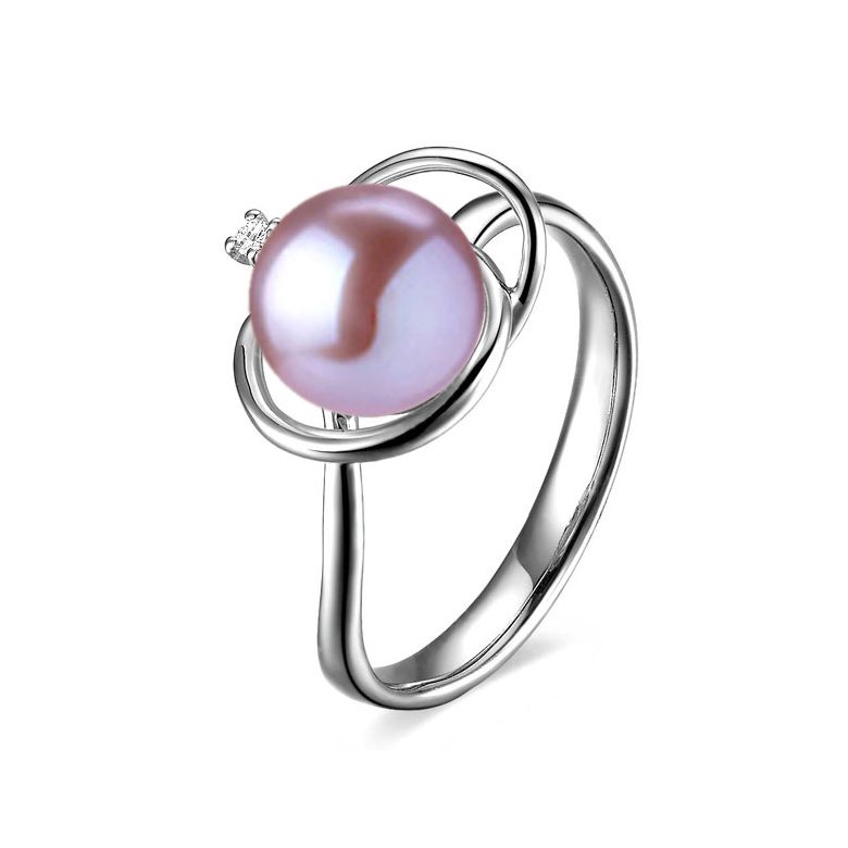 Anello Résurrection - Oro Bianco 18kt, Diamante e Perla d'Acqua Dolce - 7