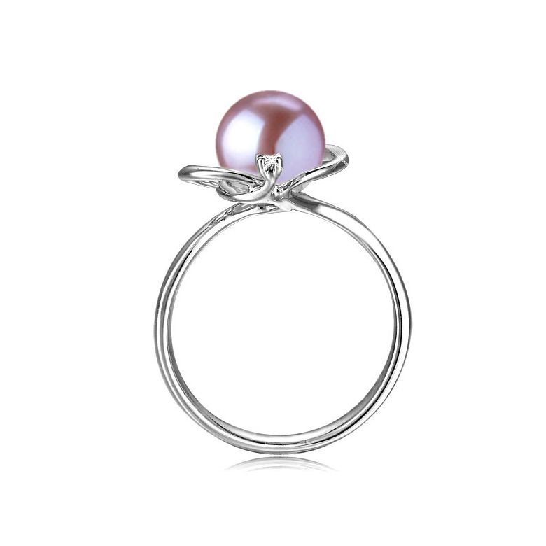 Anello Résurrection - Oro Bianco 18kt, Diamante e Perla d'Acqua Dolce - 9