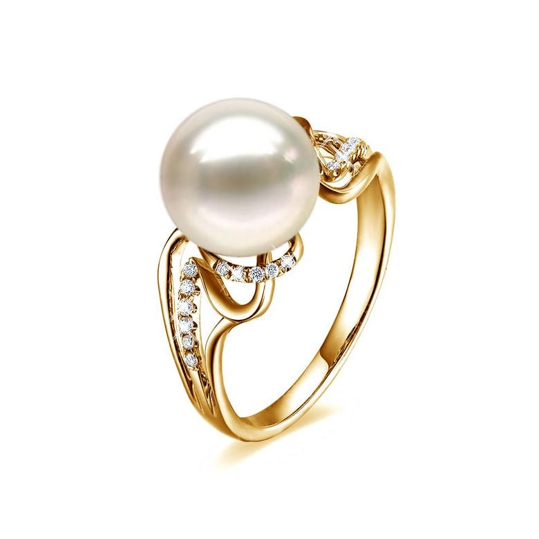 Anello Corinthe - Oro Giallo, Perla d'Acqua Dolce - 1