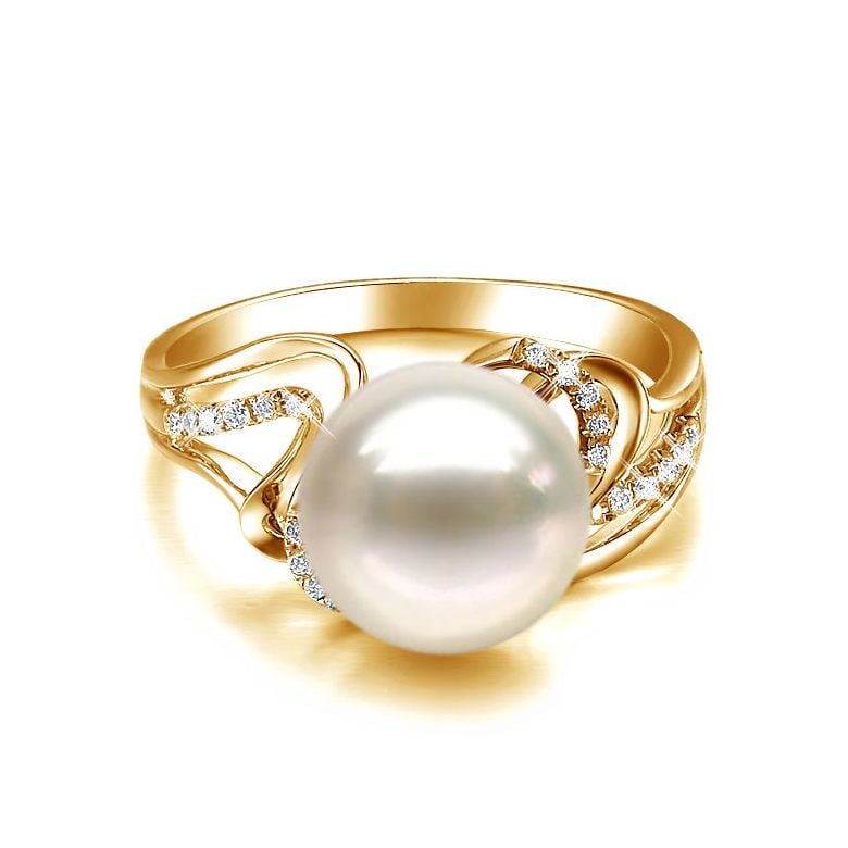 Anello Corinthe - Oro Giallo, Perla d'Acqua Dolce - 2