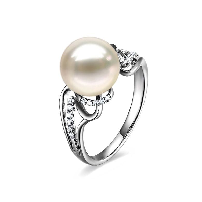 Anello Corinthe - Oro Bianco, Perla d'Acqua Dolce - 1