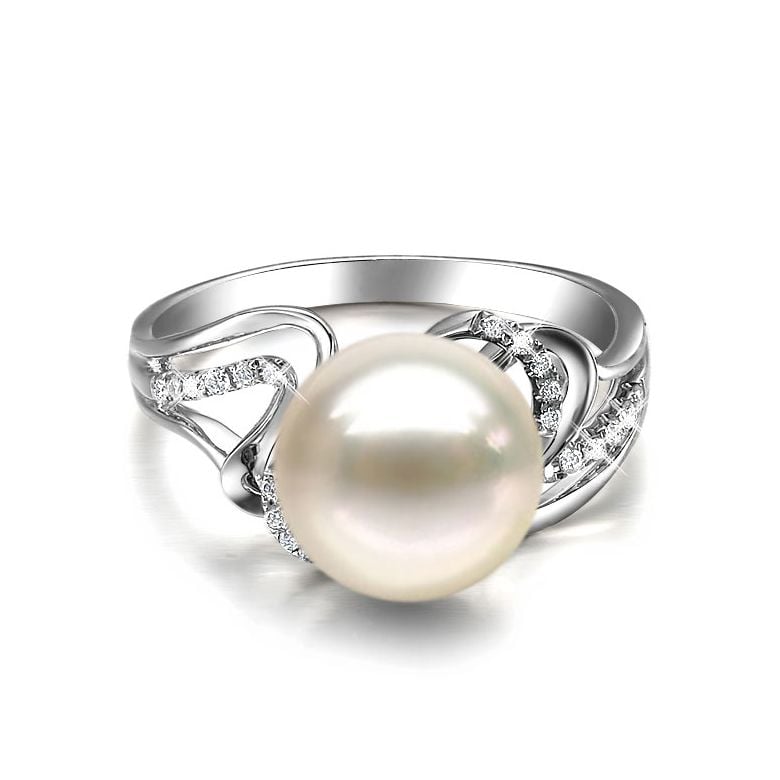 Anello Corinthe - Oro Bianco, Perla d'Acqua Dolce - 4