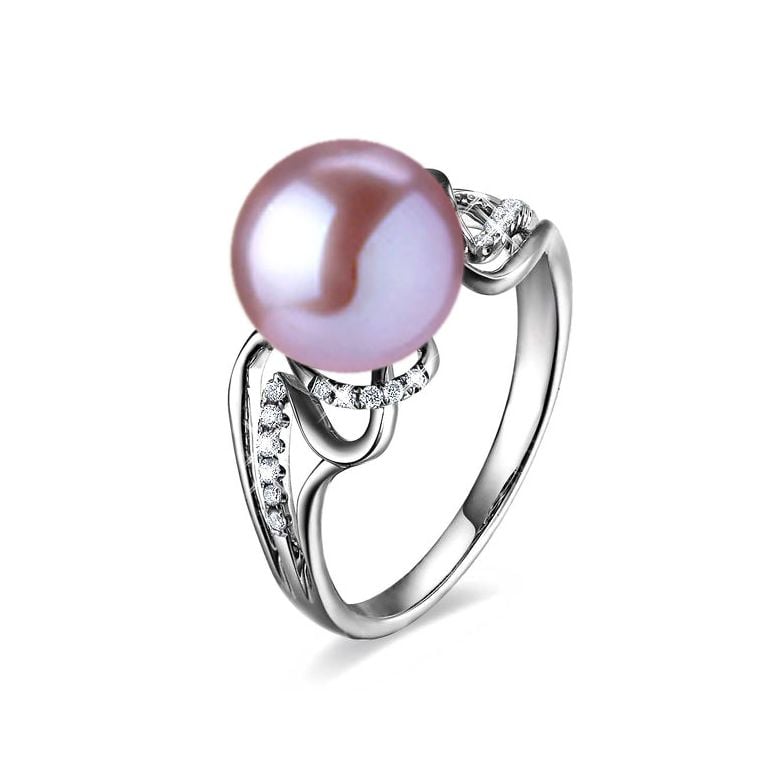 Anello Corinthe - Oro Bianco, Perla d'Acqua Dolce - 9