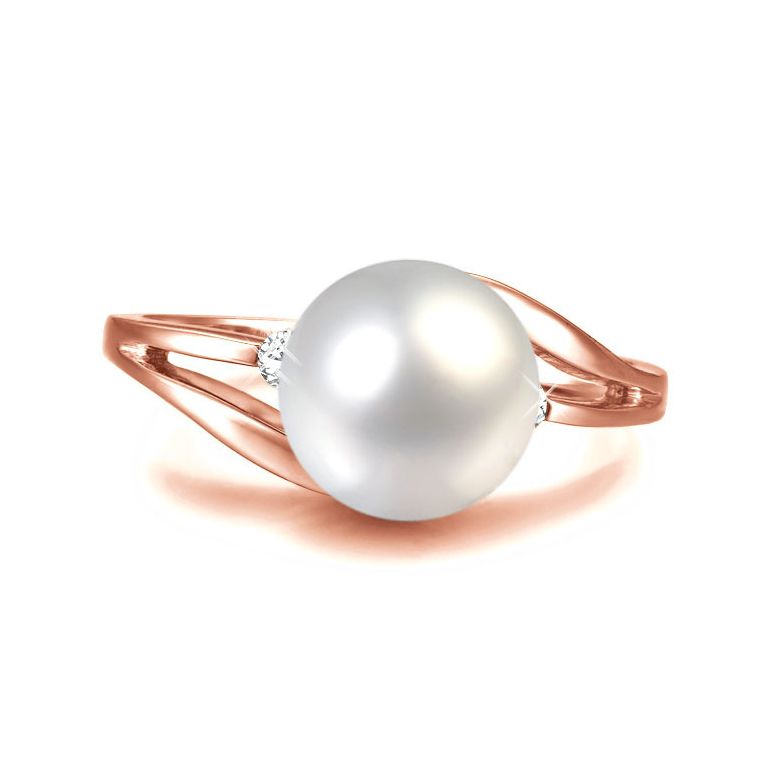Anello Feuilles de Style - Oro Rosa 18kt e Perla d'Acqua Dolce - 3