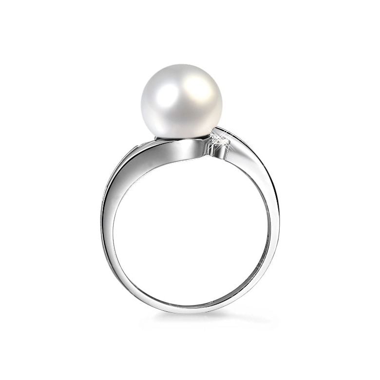 Anello Feuilles de Style - Oro Bianco 18kt e Perla d'Acqua Dolce - 3