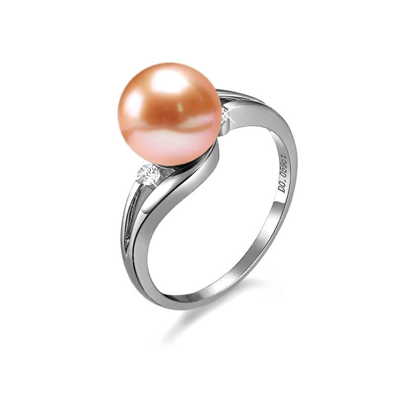 Anello Feuilles de Style - Oro Bianco 18kt e Perla d'Acqua Dolce - 6