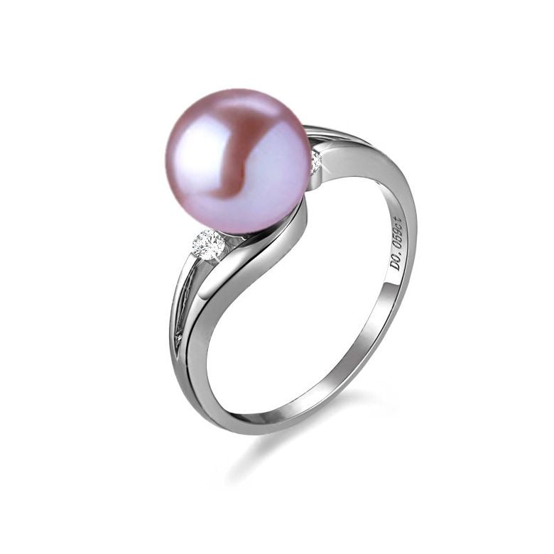 Anello Feuilles de Style - Oro Bianco 18kt e Perla d'Acqua Dolce - 8