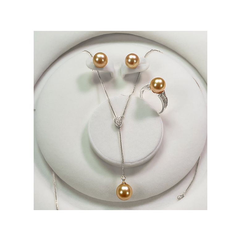 Orecchini A Lobo Edward - Perni in Oro Bianco e Perle Gold - 7