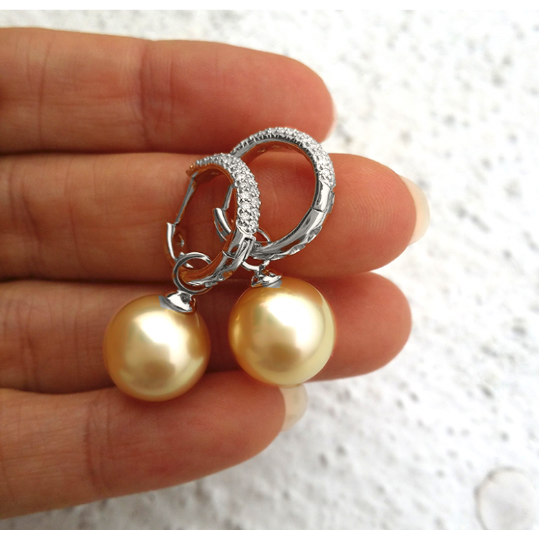 Orecchini Alicante - Oro Bianco e Perle dei Mari del Sud - 3