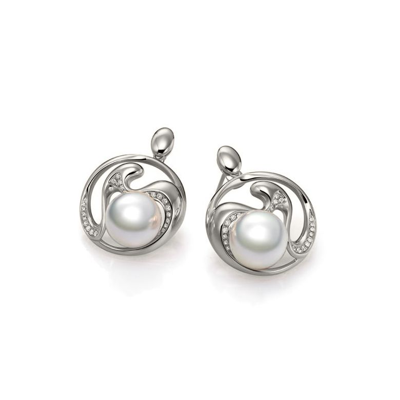 Orecchini Pêcher - Perle d'Australia Bianche e Oro Bianco - 2