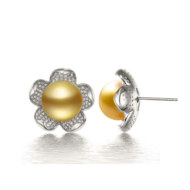 Orecchini Frangipanier - Perle dei Mari del Sud e Oro Bianco - 1