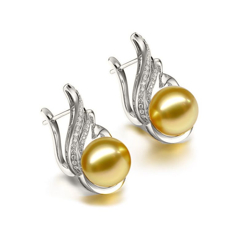 Orecchini Paons - Oro Bianco e Perle dei Mari del Sud Gold - 2