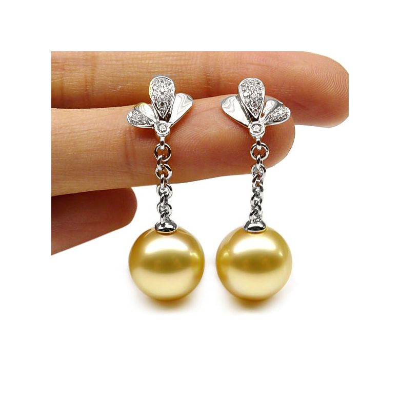 Orecchini Eden - Oro Bianco e Perle dei Mari del Sud - 2
