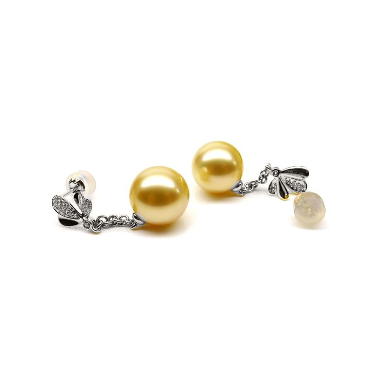 Orecchini Eden - Oro Bianco e Perle dei Mari del Sud - 3
