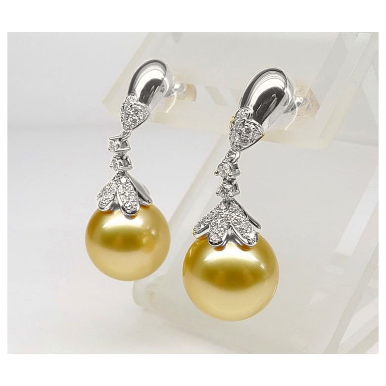 Orecchini Classici - Oro Bianco e Perle dei Mari del Sud - 2