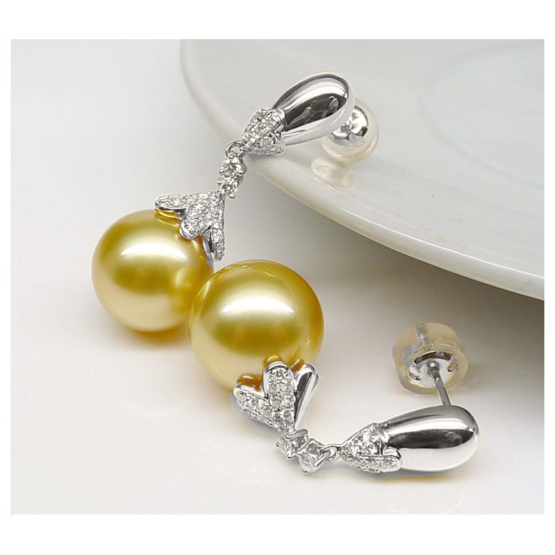 Orecchini Classici - Oro Bianco e Perle dei Mari del Sud - 4