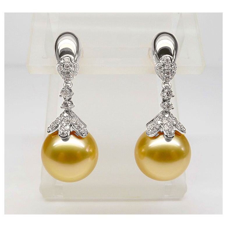Orecchini Classici - Oro Bianco e Perle dei Mari del Sud - 8
