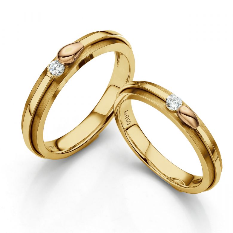 Anello - 2 Ori - Diamante 0.120ct oro giallo e rosa - 2