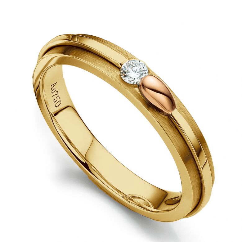 Anello - 2 Ori - Diamante 0.120ct oro giallo e rosa - 1