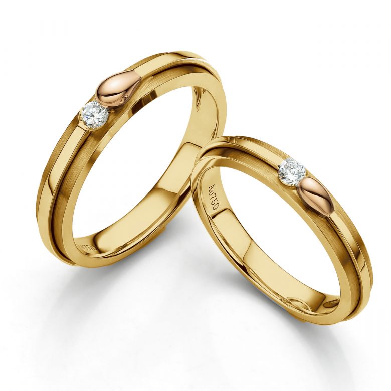 Anello - 2 Ori - Diamante 0.120ct oro giallo e rosa - 2