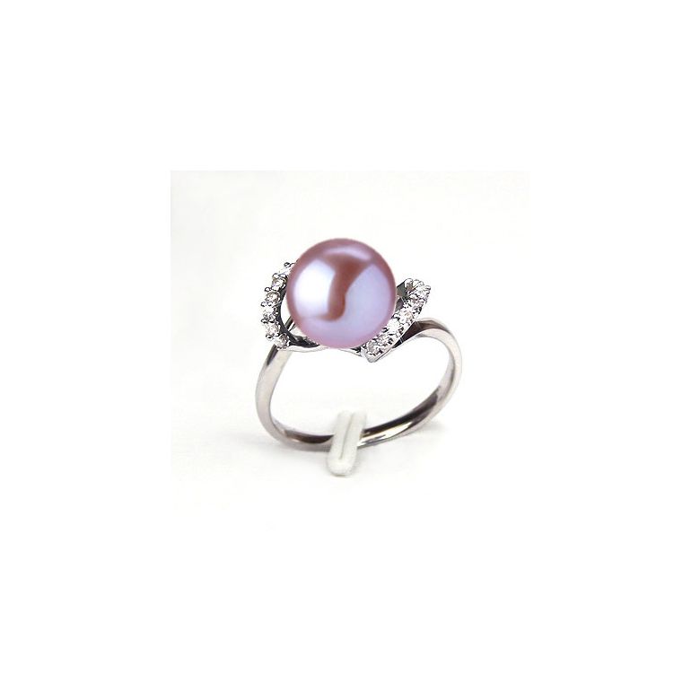 Anello Byzance - Oro Bianco 18kt, Diamanti e Perla d'Acqua Dolce - 3
