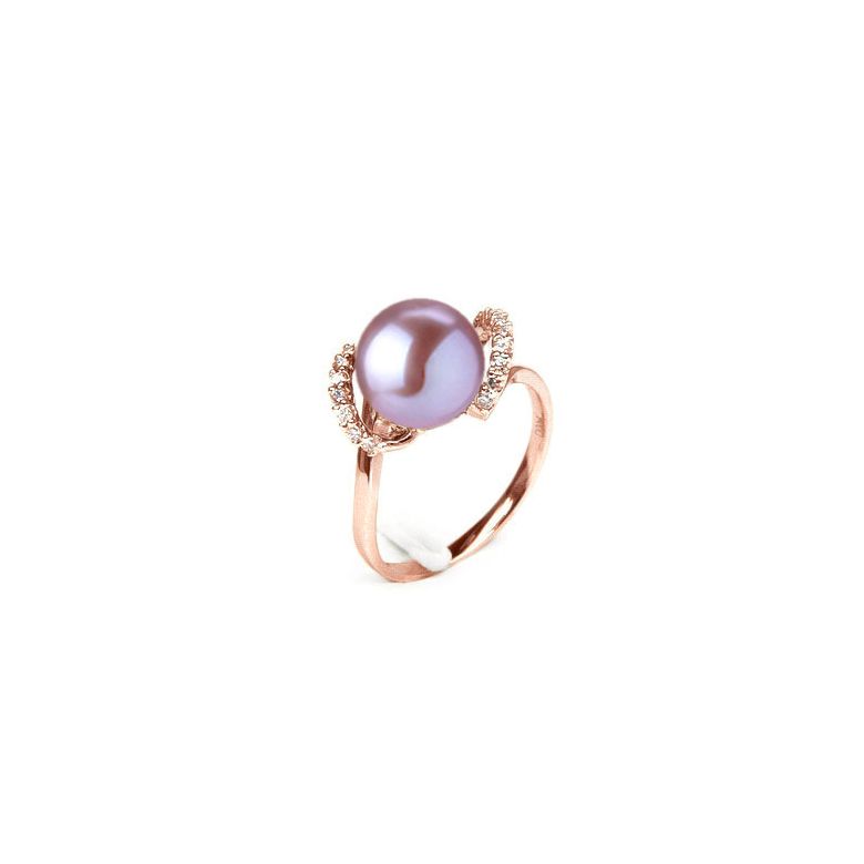 Anello Byzance - Oro Rosa 18kt, Diamanti e Perla d'Acqua Dolce - 1